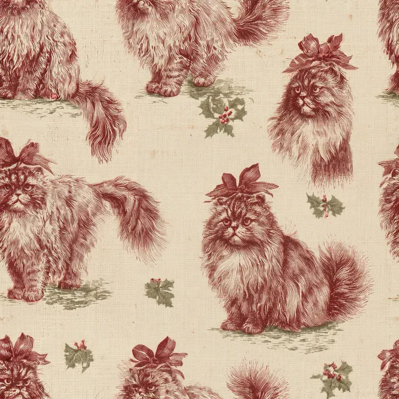 Christmas Cat Breed Toile Backing Papers