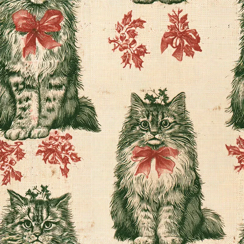 Christmas Cat Breed Toile Backing Papers
