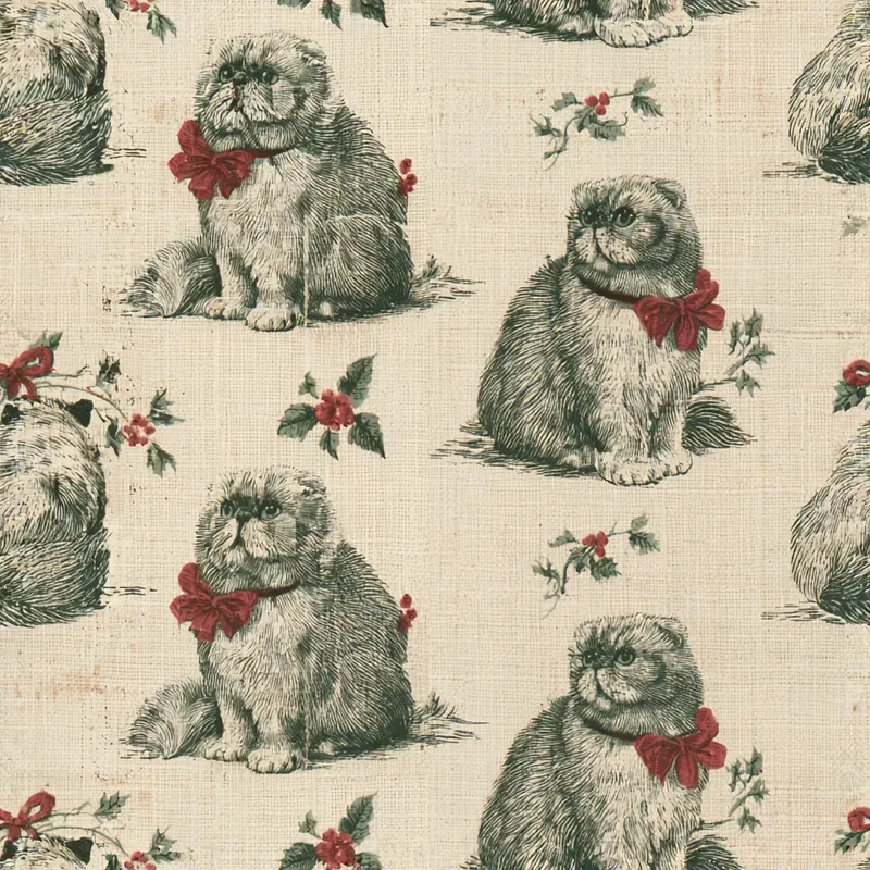 Christmas Cat Breed Toile Backing Papers