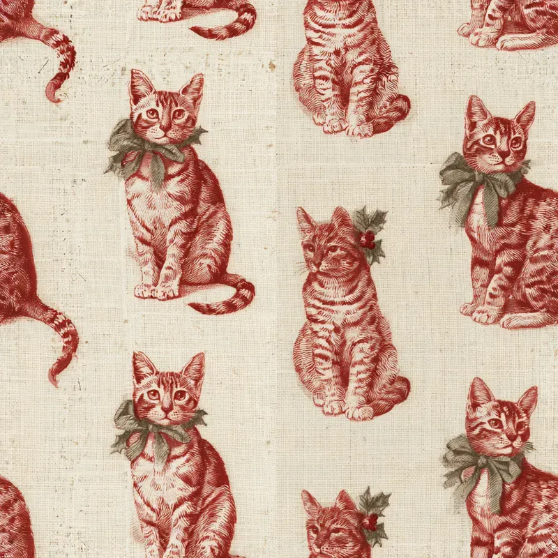 Christmas Cat Breed Toile Backing Papers