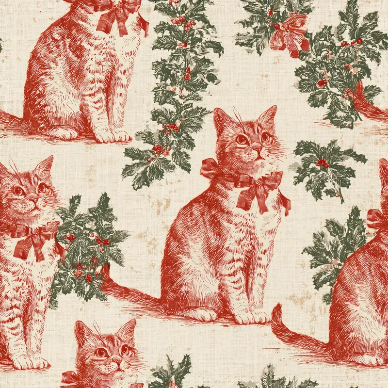 Christmas Cat Breed Toile Backing Papers