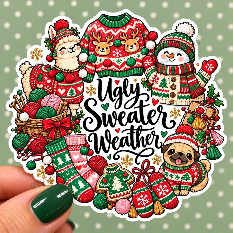 Christmas Die Cut Stickers Artworks