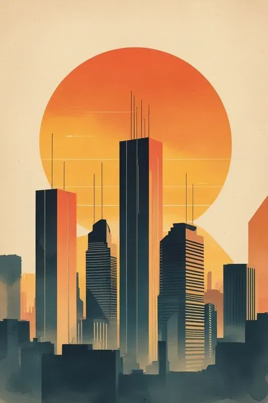 Retro Geometric Landscape Art
