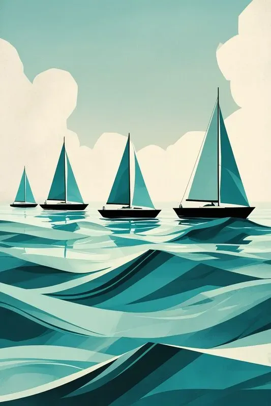 Retro Geometric Landscape Art