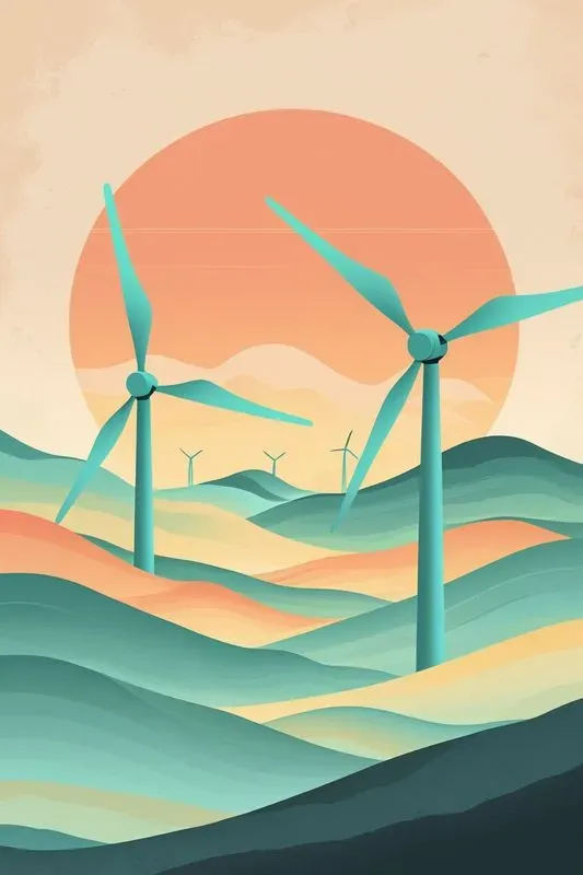 Retro Geometric Landscape Art