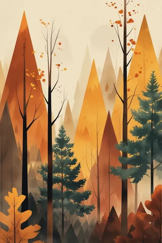 Retro Geometric Landscape Art
