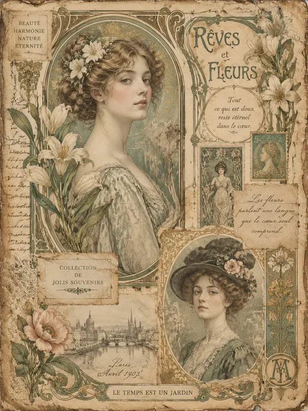 Art Nouveau Junk Journal Page Generator