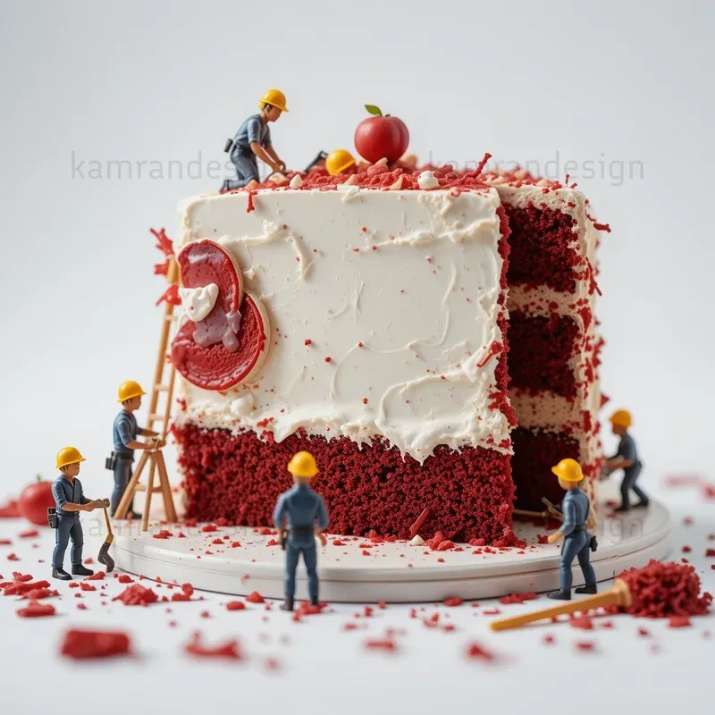 Mini Workers On Giant Food Scenes