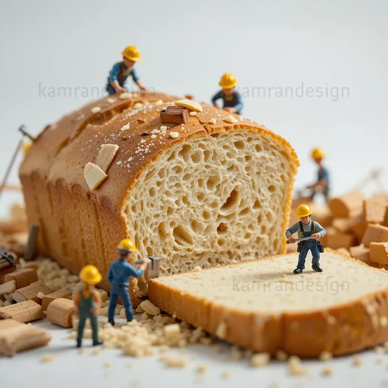 Mini Workers On Giant Food Scenes
