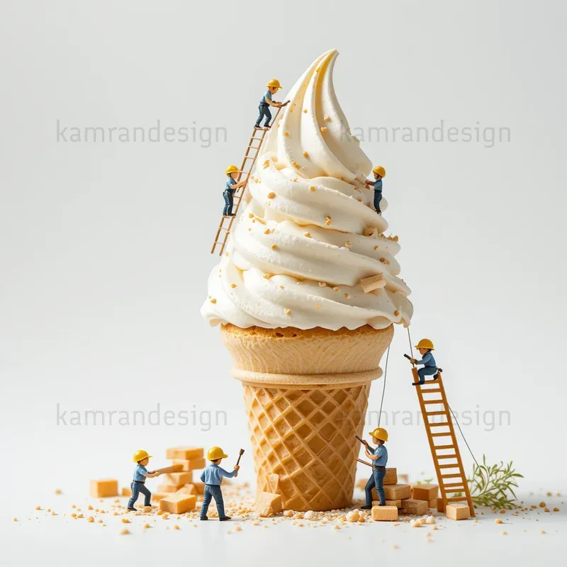 Mini Workers On Giant Food Scenes