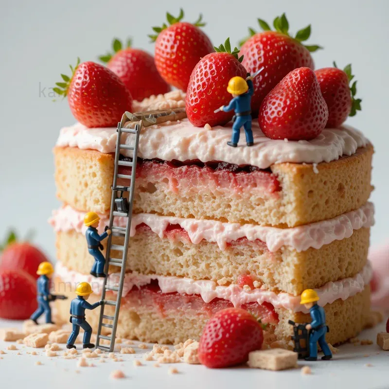 Mini Workers On Giant Food Scenes