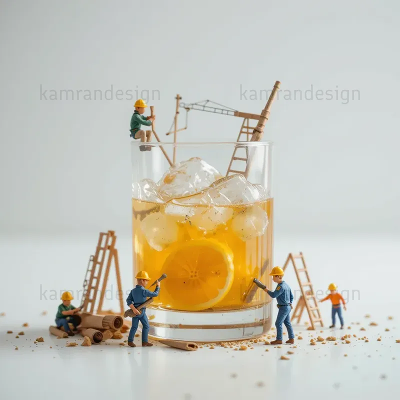 Mini Workers On Giant Food Scenes