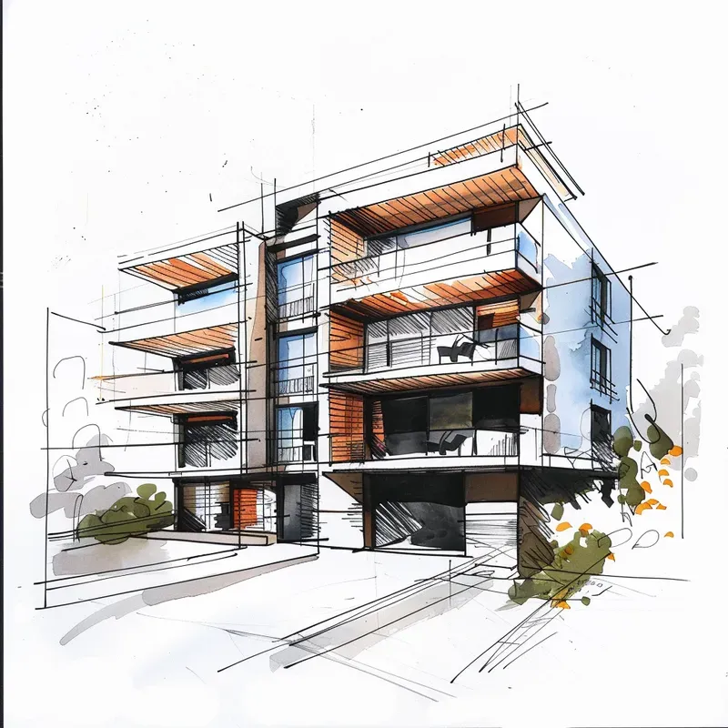 Marker-Style Architectural Sketches