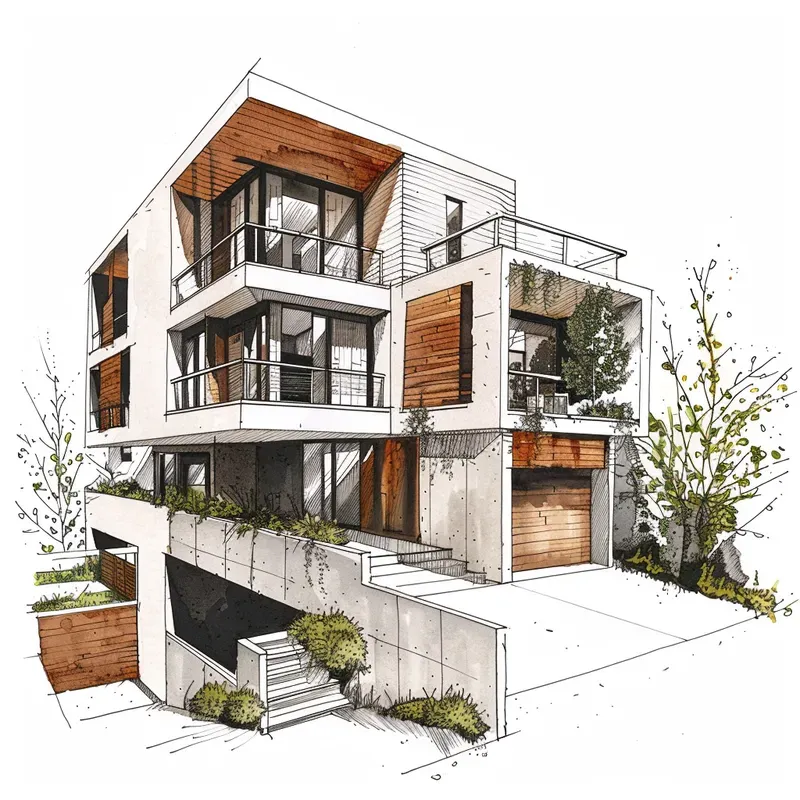 Marker-Style Architectural Sketches