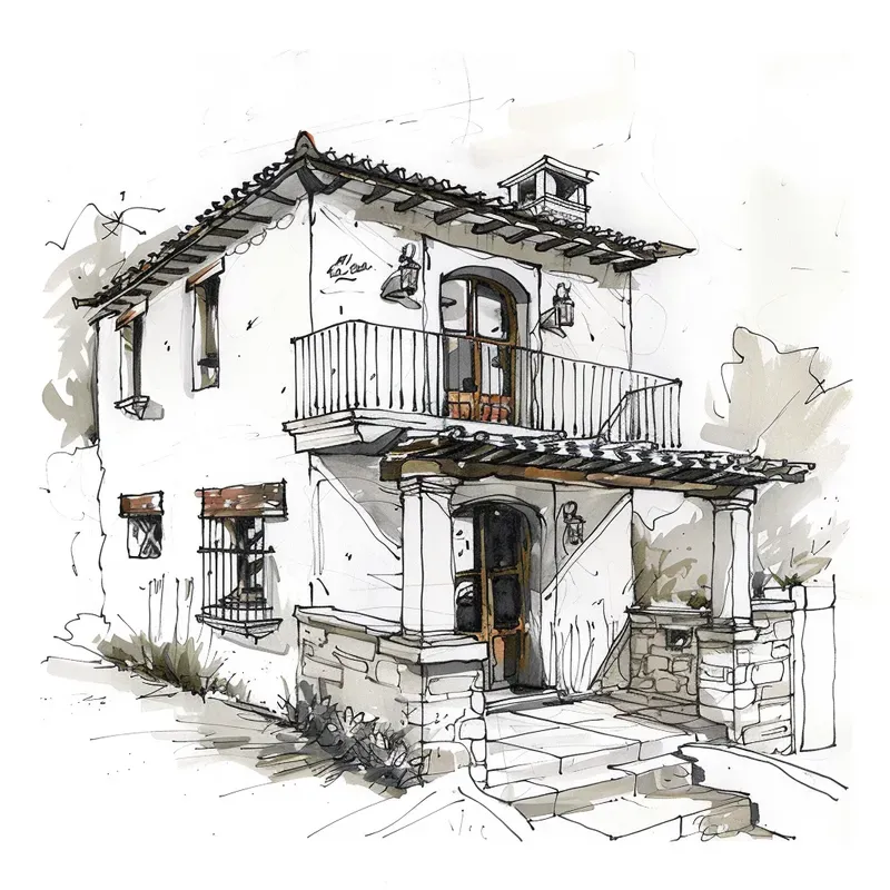 Marker-Style Architectural Sketches