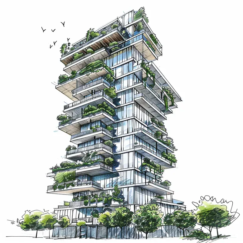 Marker-Style Architectural Sketches