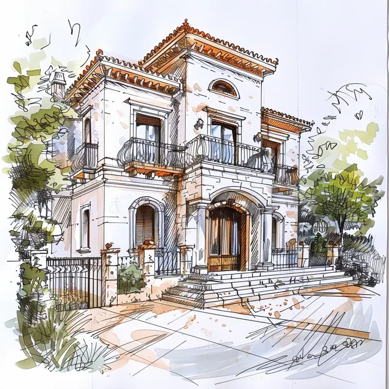 Marker-Style Architectural Sketches