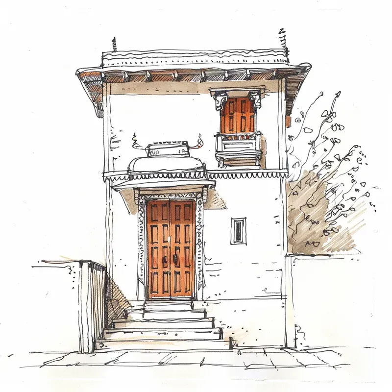Marker-Style Architectural Sketches