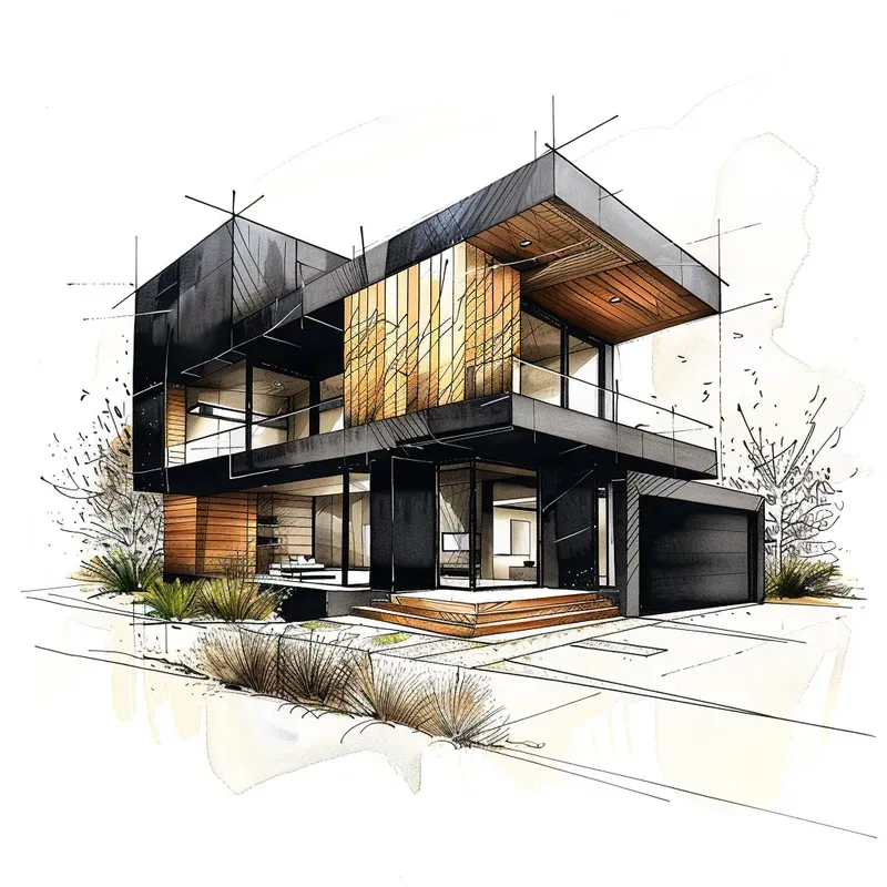 Marker-Style Architectural Sketches