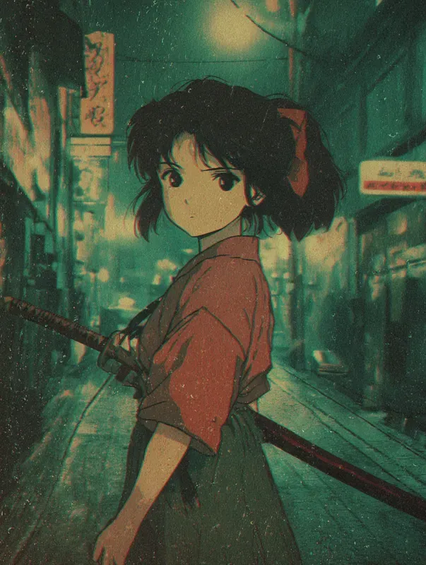 90s Retro Anime Character Art