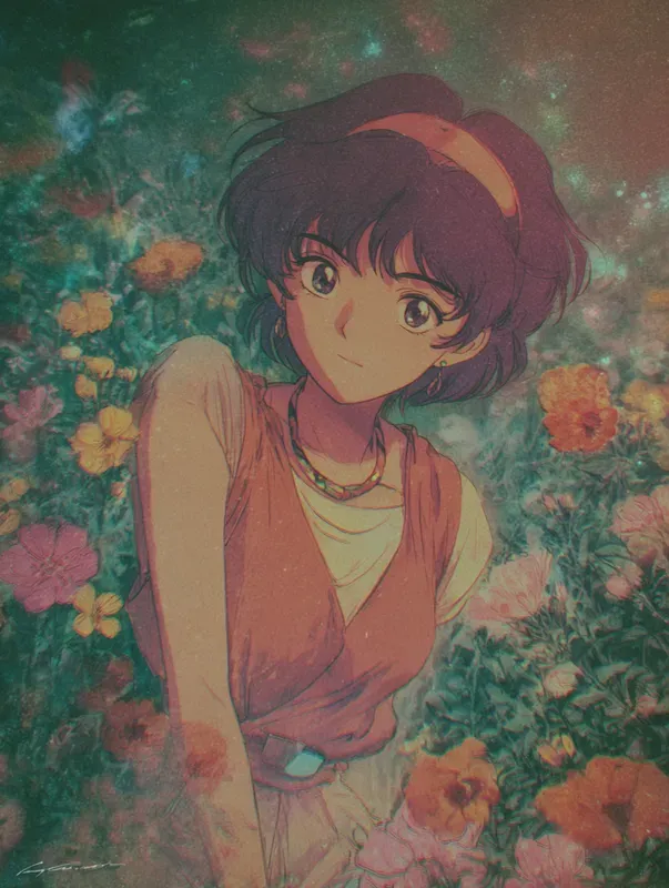 90s Retro Anime Character Art