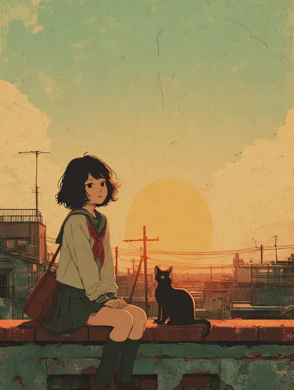 90s Retro Anime Character Art