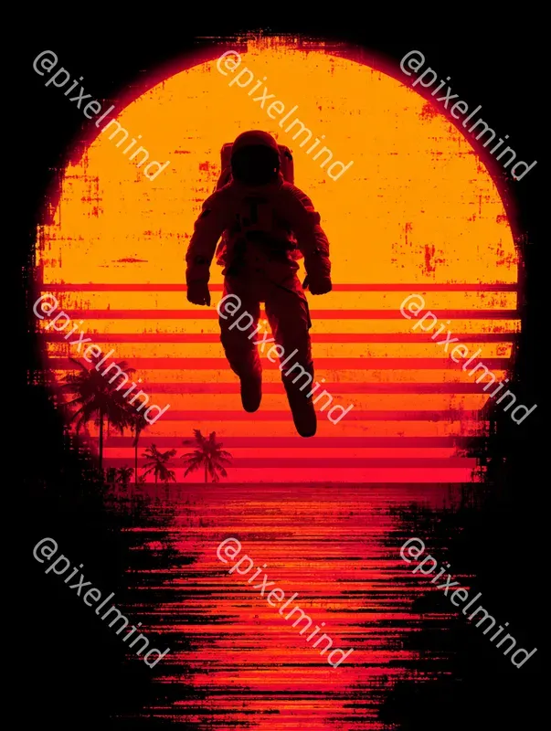Retro 80s Synthwave Sunset Tshirt Packs