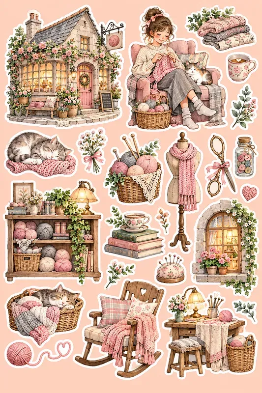 Whimsical Theme Sticker Sheet Cliparts