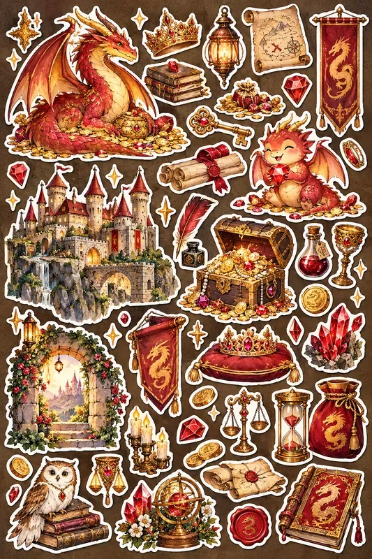 Whimsical Theme Sticker Sheet Cliparts