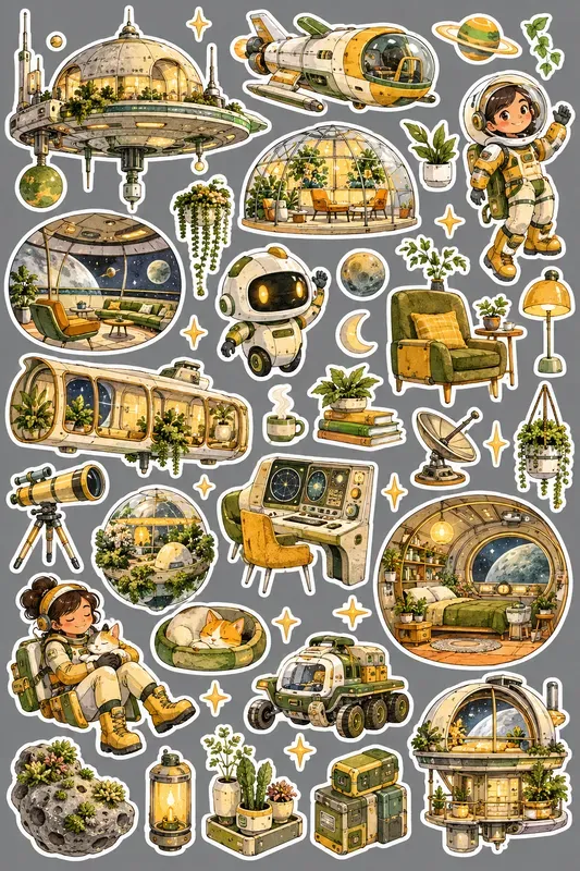Whimsical Theme Sticker Sheet Cliparts