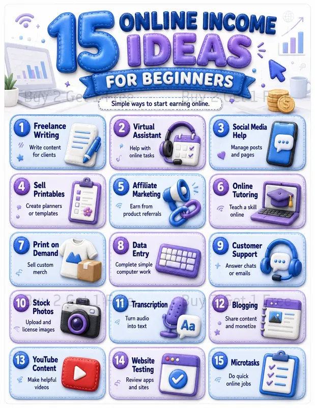 Money Side Hustle Infographic Posters