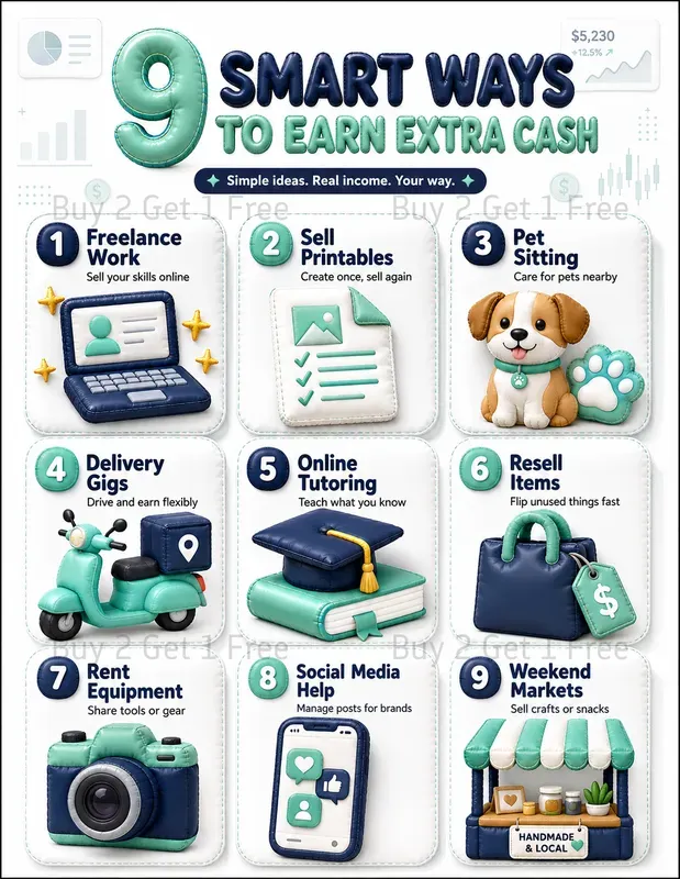 Money Side Hustle Infographic Posters