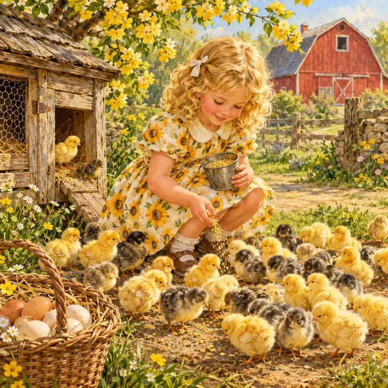 Vintage Farmyard Storybook Art