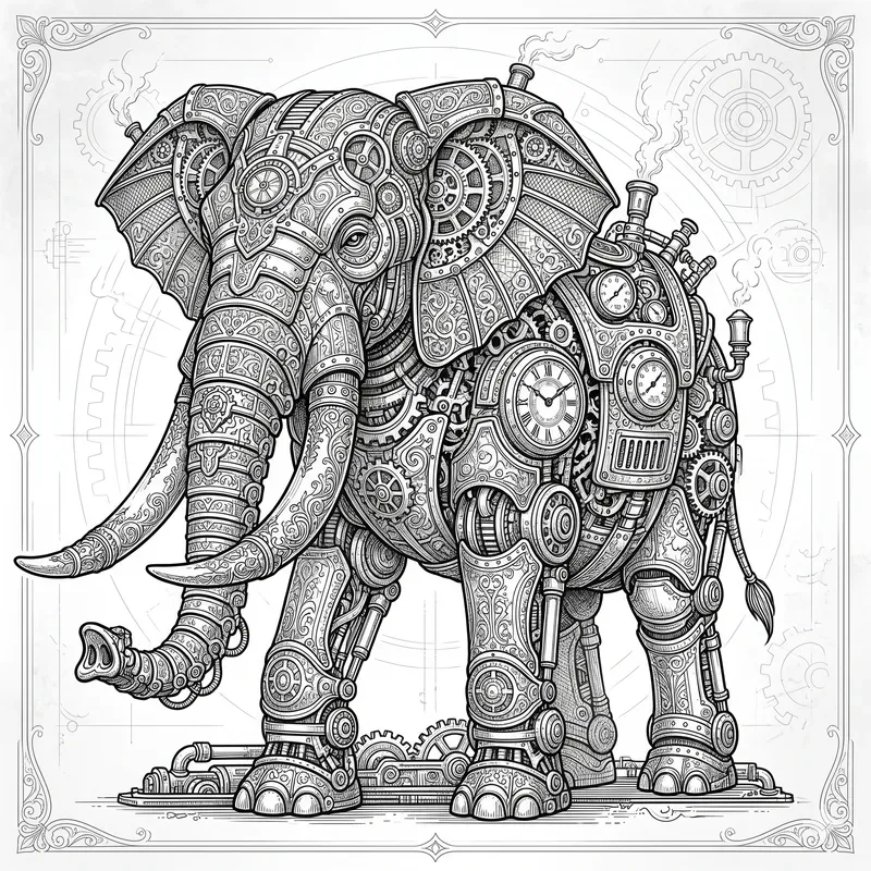 Steampunk Mechanical Line Art Creators