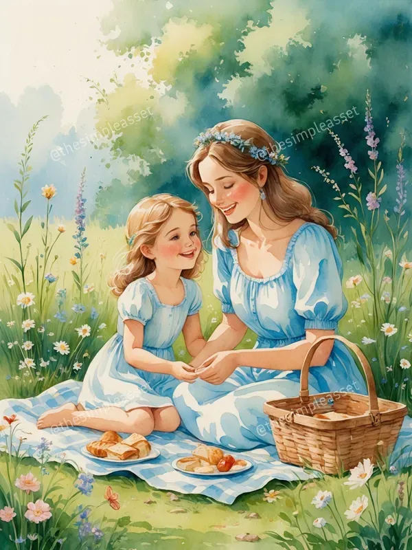 Charming Watercolor Moms And Me Art