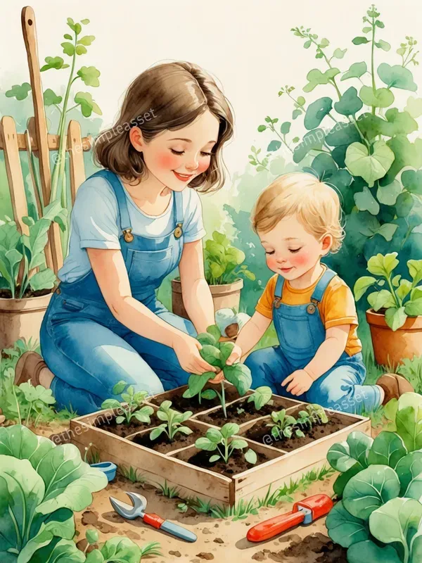 Charming Watercolor Moms And Me Art