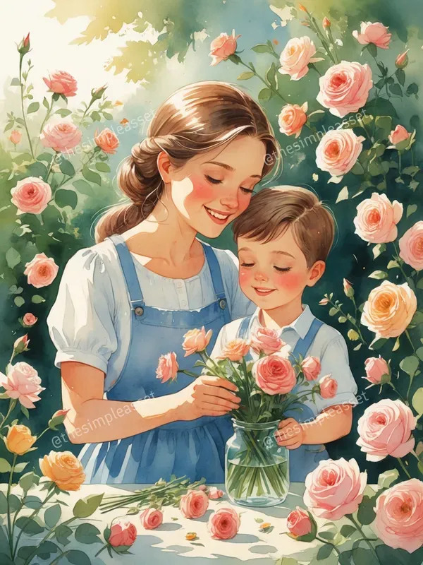 Charming Watercolor Moms And Me Art
