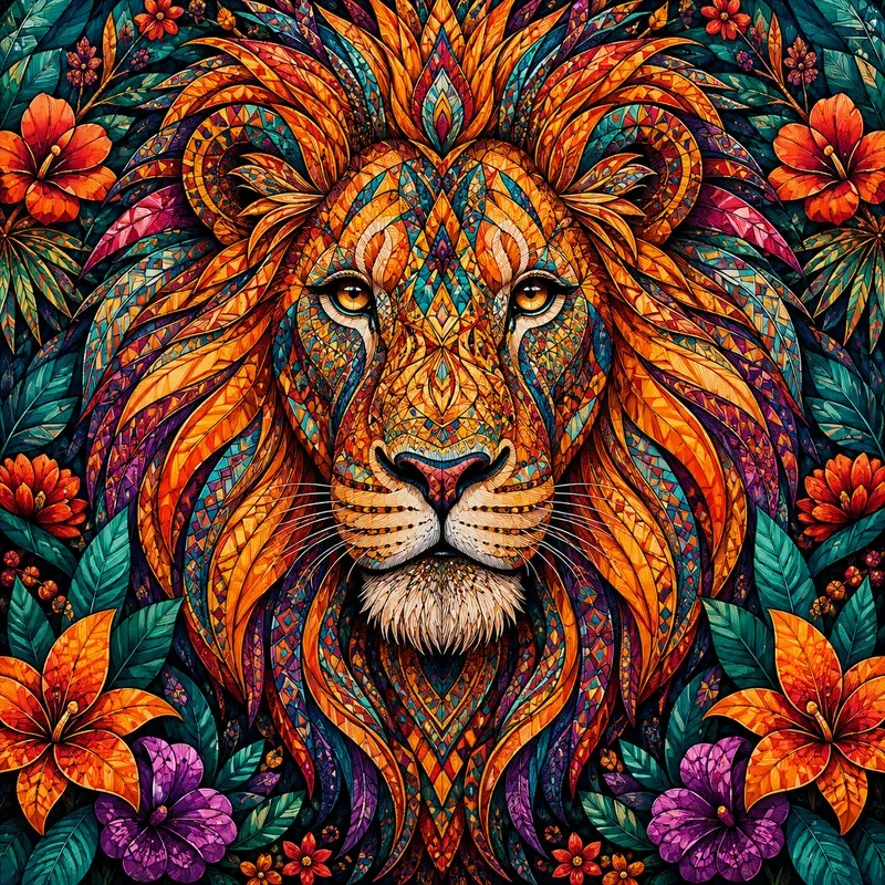Vibrant Tribal Animal Mosaic Masterpieces