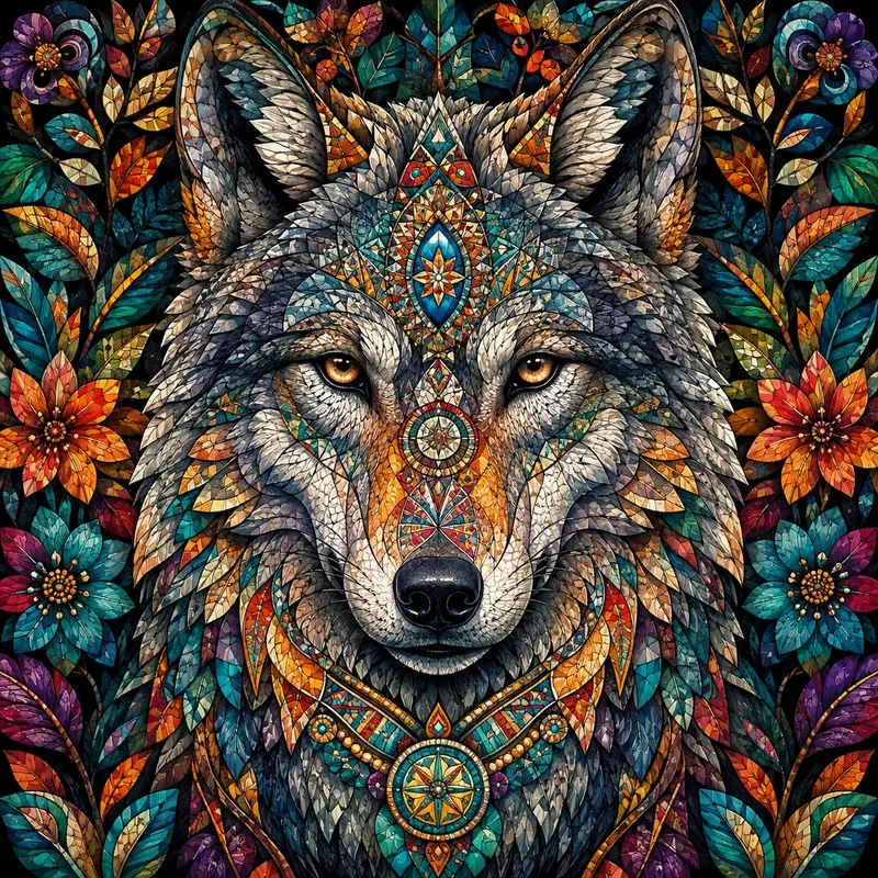 Vibrant Tribal Animal Mosaic Masterpieces