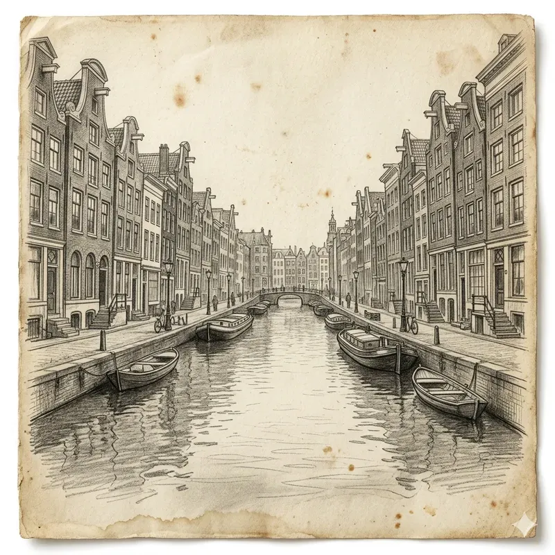 Vintage Pencil Sketch City Scenes