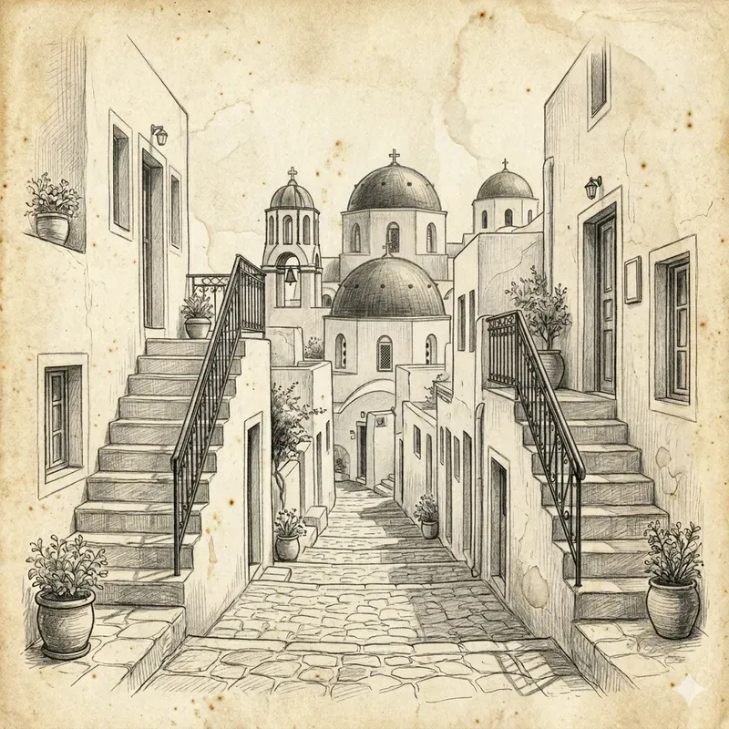Vintage Pencil Sketch City Scenes