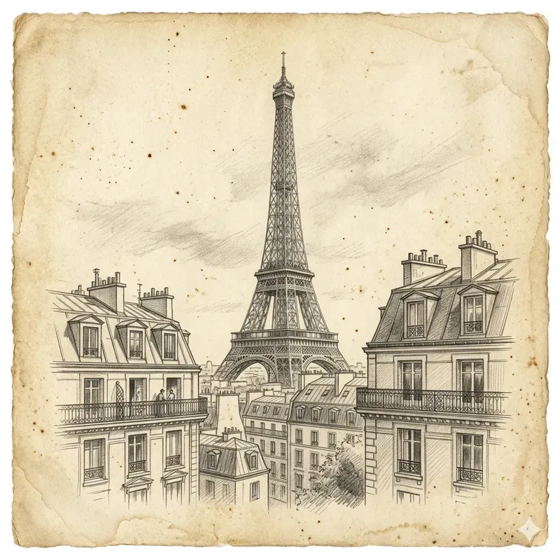 Vintage Pencil Sketch City Scenes