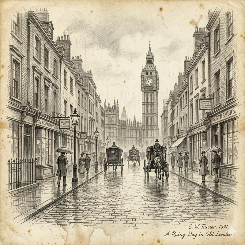 Vintage Pencil Sketch City Scenes