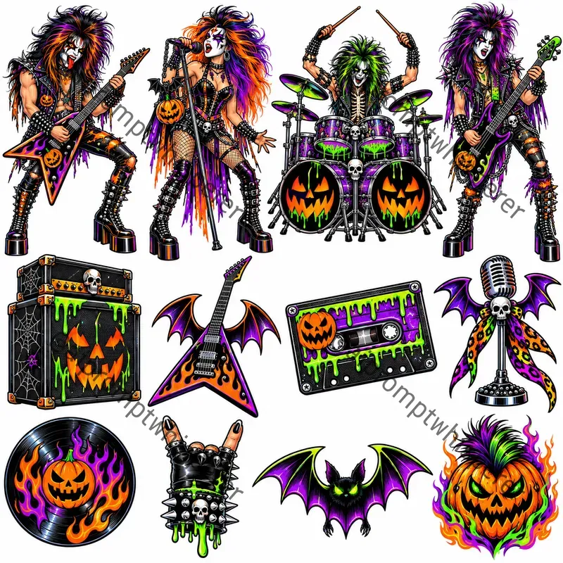 80s Glam Rock Clipart Sheets For Etsy