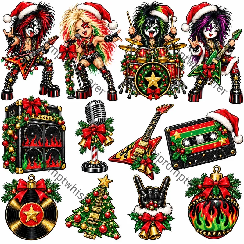 80s Glam Rock Clipart Sheets For Etsy