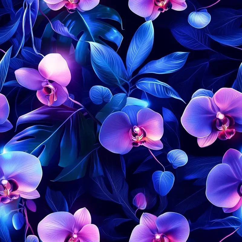 Uv Floral Seamless Neon Patterns