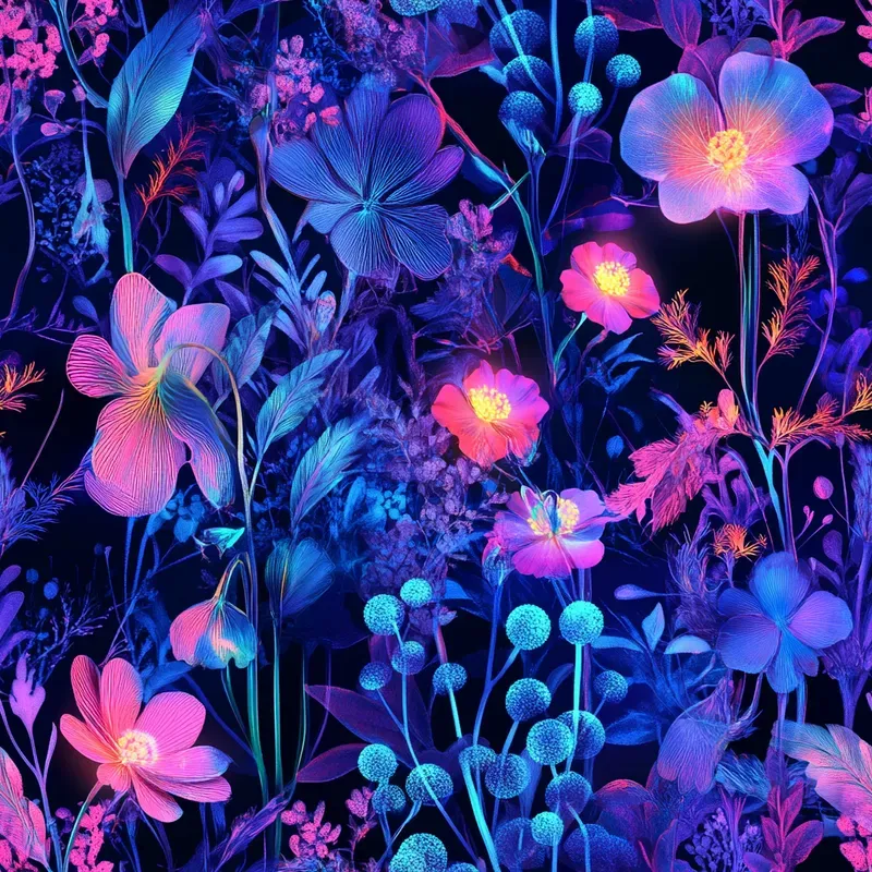 Uv Floral Seamless Neon Patterns