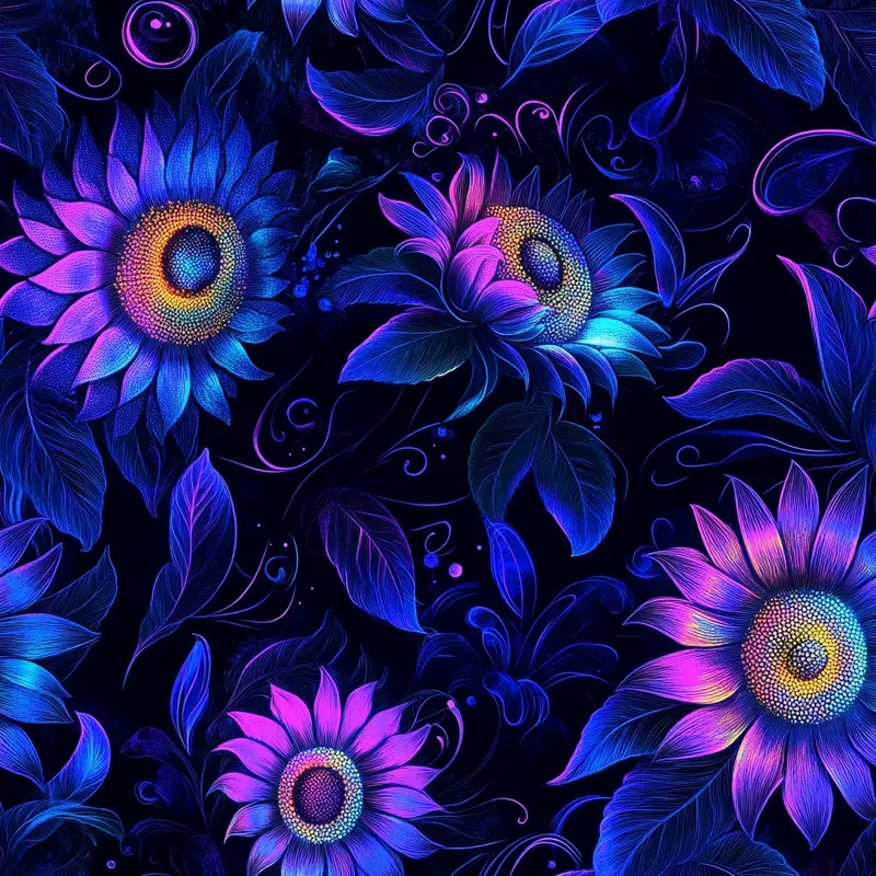 Uv Floral Seamless Neon Patterns