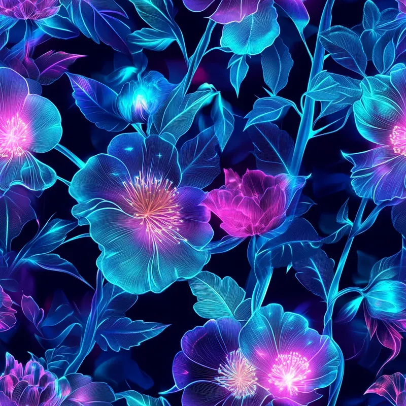 Uv Floral Seamless Neon Patterns