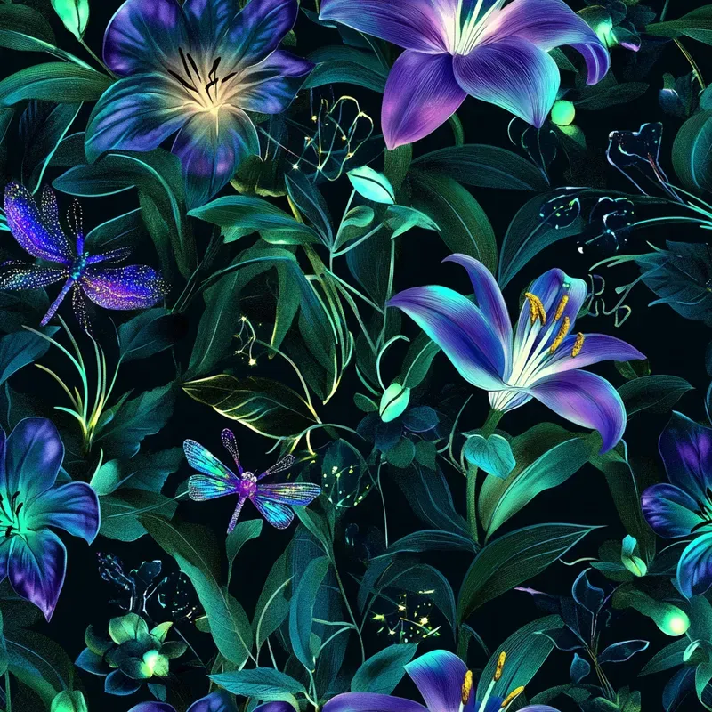 Uv Floral Seamless Neon Patterns